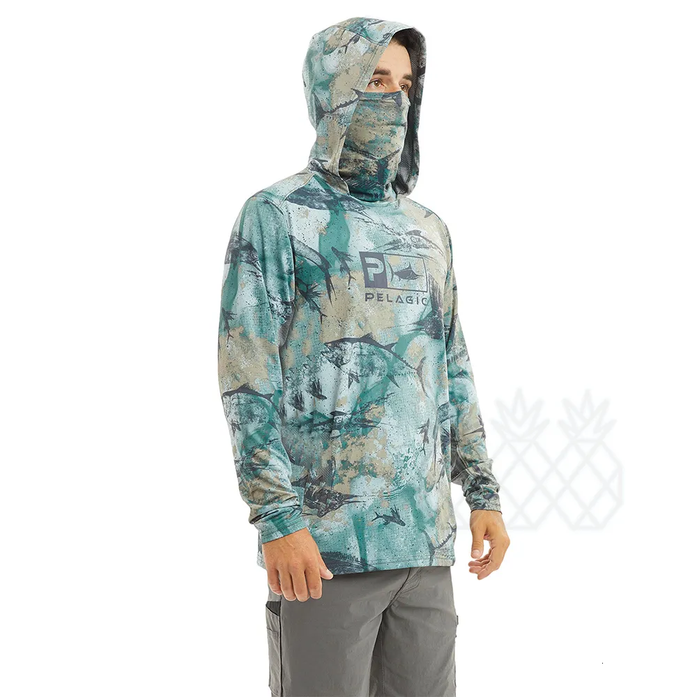 Quick Dry Breathable Hooded Fishing Back Print T Shirt With Long Sleeves  And Anti UV Mask Pelagic Fishing Summer Sweatshirt From Guan07, $17.86