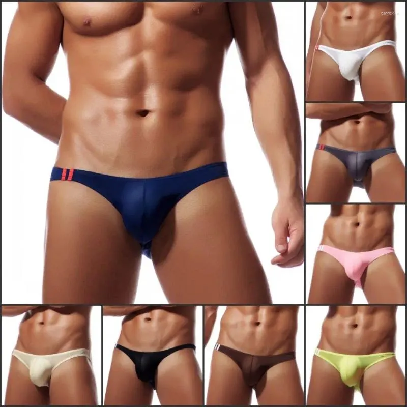 Underpants Sexy Underwear Gay Slips Lingerie Homens Fino Gelo Seda Baixa Cintura Homens e Fun Triângulo Calças Calcinhas