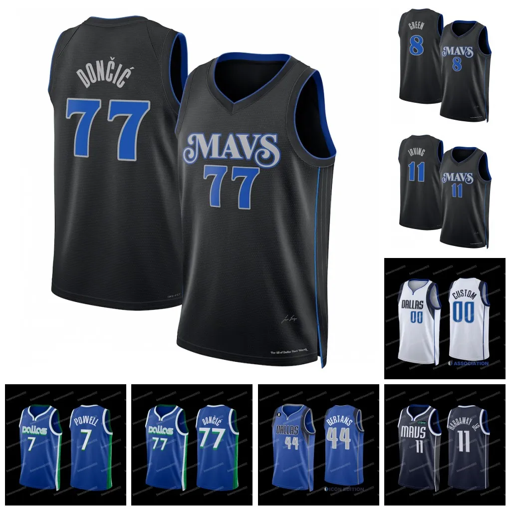 Luka Doncic Kyrie Irving Basketball Jerseys Dirk Nowitzki Maverick City 77 11 Blue Black Edition Green Jersey 2023 2024 Williams Hardaway Jr. Kleber