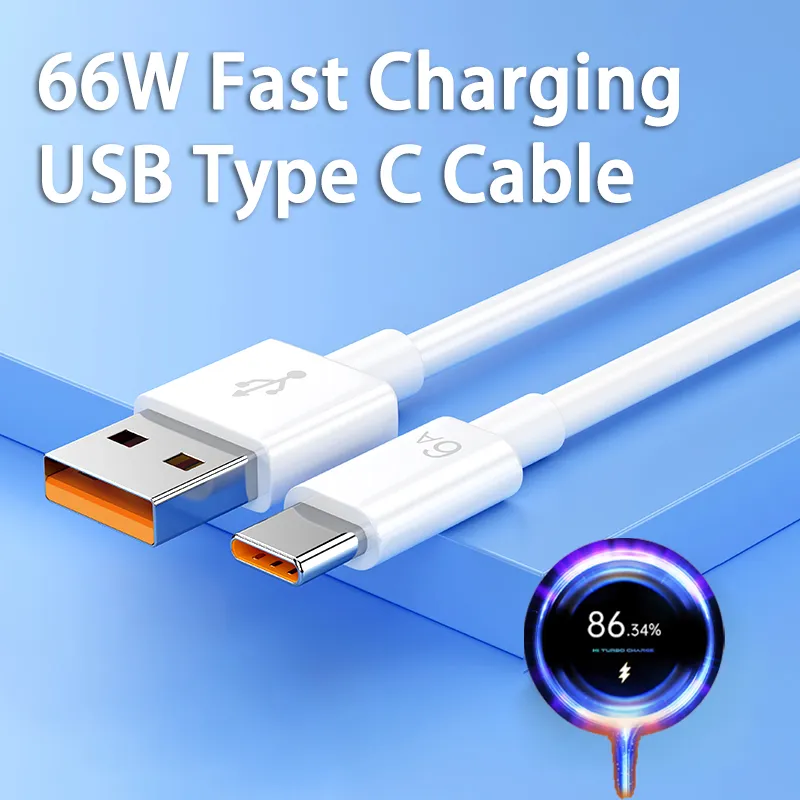 Câble USB Type C de charge rapide 66W 6A pour Xiaomi Redmi POCO Huawei Honor OPPO VIVO OnePlus chargeur de téléphone portable câble USB C