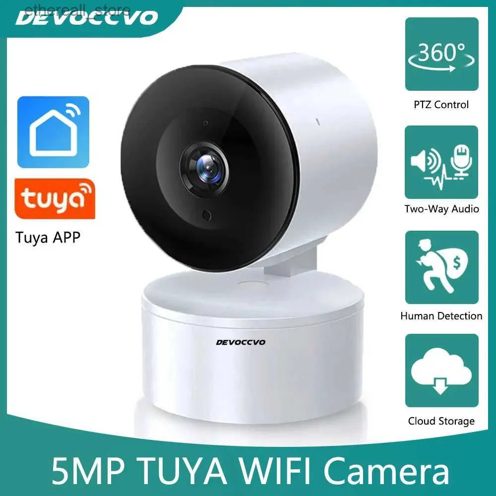 Bebek Monitörler Tuya Smart 5MP WiFi IP Kamera Monitörü Ev Güvenlik Gözetim Kamerası Akıllı Yaşam Uygulama Kontrolü Kızılötesi Gece Görüş Cam Q231104