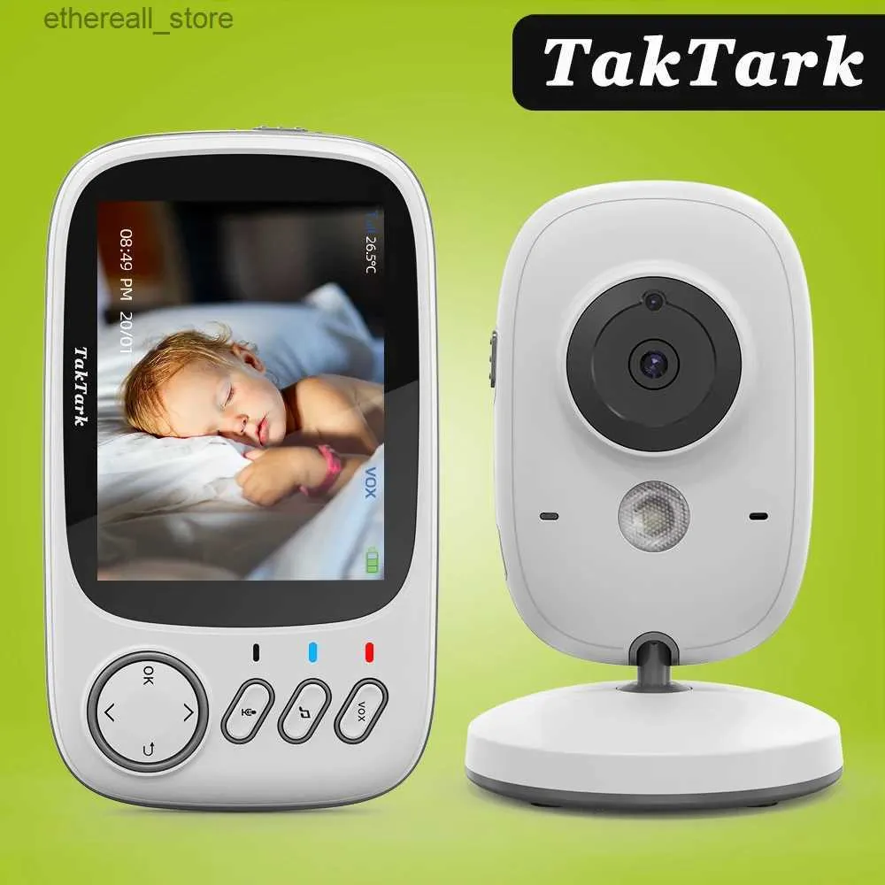 Baby Monitors Taktark 3,2 tum trådlös videofärg Baby Monitor Portable Baby Nanny Security Camera IR LED Night Vision Intercom Q231104