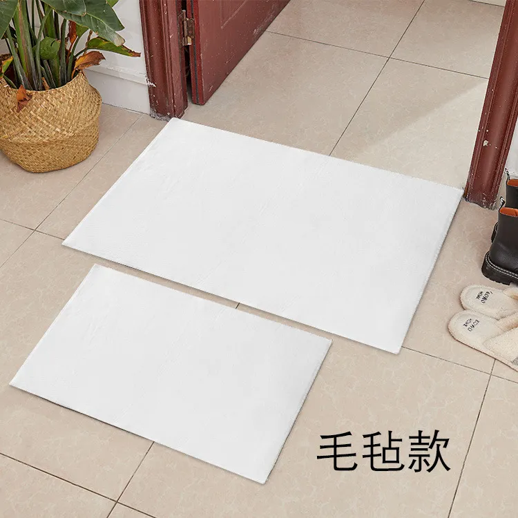 Sublimation Blank Bath Rugs Decorative Bathroom Floor Mat White non-slip Set Heat Transfer Printing DIY Home Entrance Felt Polyester Doormat Toilet