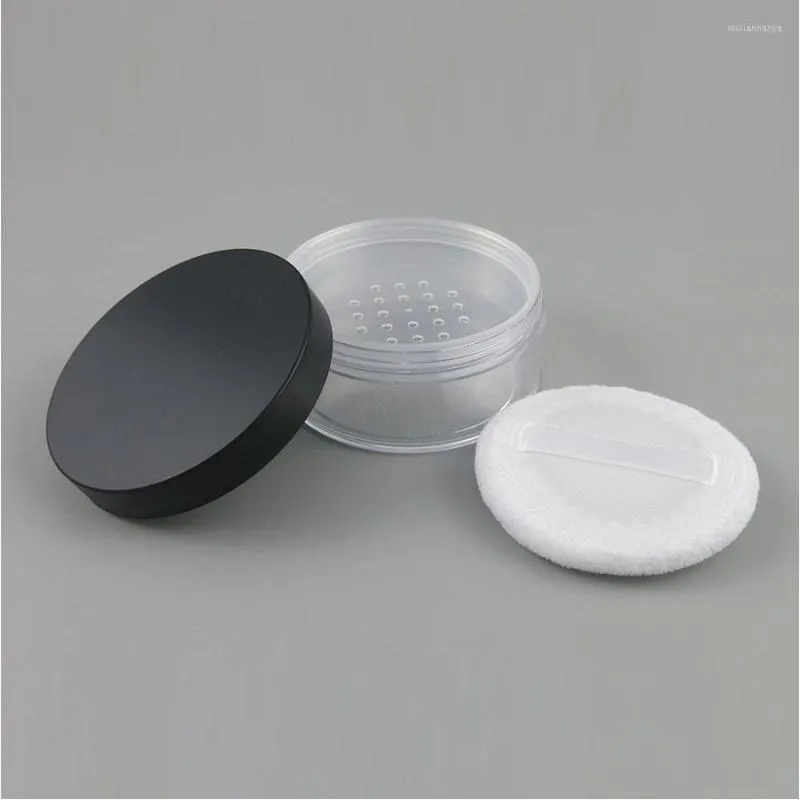 Storage Bottles 2pcs 50g Portable Plastic Powder Box Clear Round Jars 50ml Travel Make Up Cosmetic Containers With Sifter And Lids