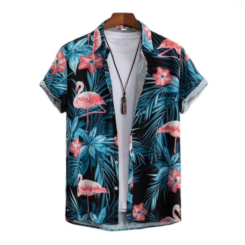 Mäns casual skjortor Hawaiian Men's Short Sleeved Shirt Fashionable Geometric Printed Single Breasted Beach Resort Clothing 2023