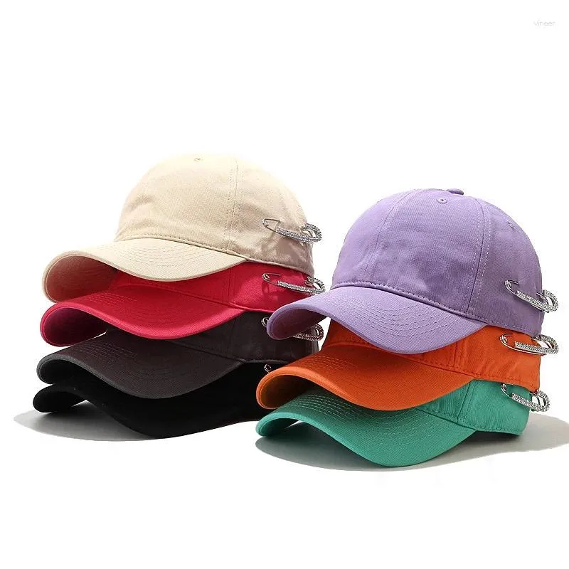 Ball Caps Women Solid Baseball Cap Luxury Rhinestones Pin Cotton Sun Hat Adjustable Summer Sunshade Visors Men Breathable Snapback