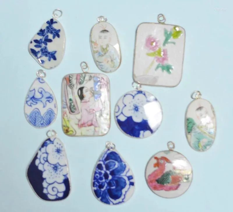 Pendant Necklaces 10PCS Classic ! Antique Chinese Porcelain Piece Pendant. Handmade