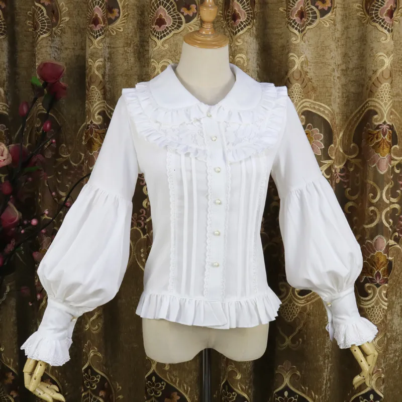 Женские блузкие рубашки винтажные длинные рукава рубашка Peter Pan Lorita 230404