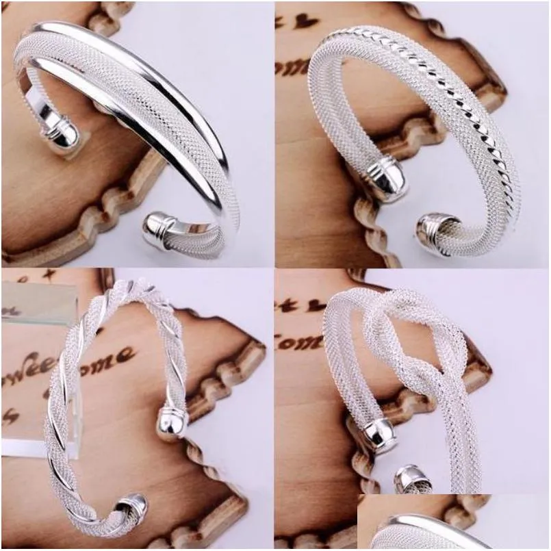 Promocja Bangle Fashion 4 Kinds Women 925 SIER BOLLE BRANDETETY BINIDLY MIX Style Losowanie 20pc Drop dostawa Bransoletki DHFZP