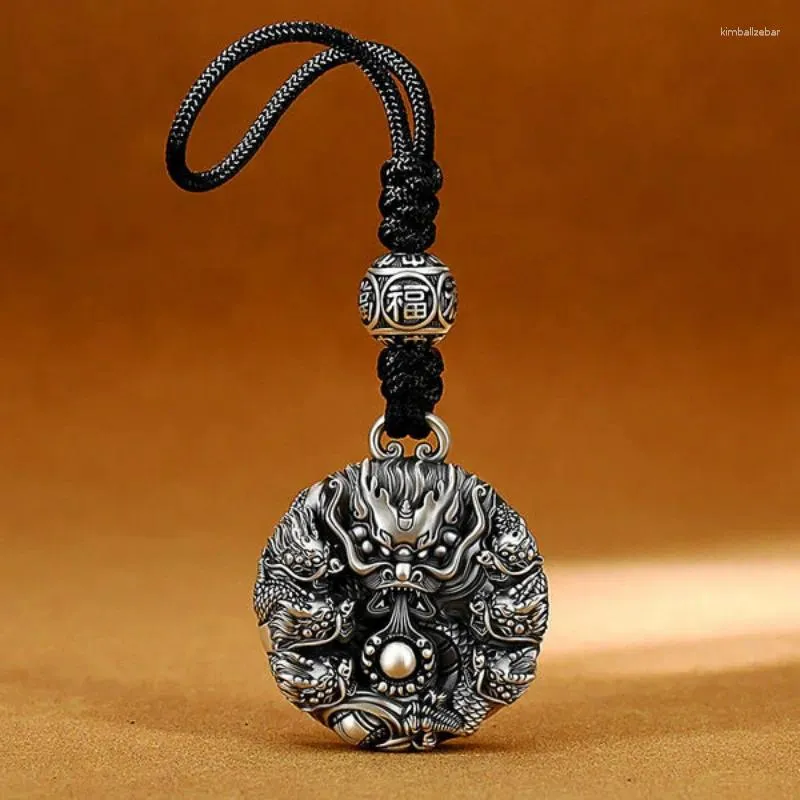 Pendentif Colliers Style chinois Ancien Fatai Rétro High Relief Dragon Dominateur Tendance Hommes