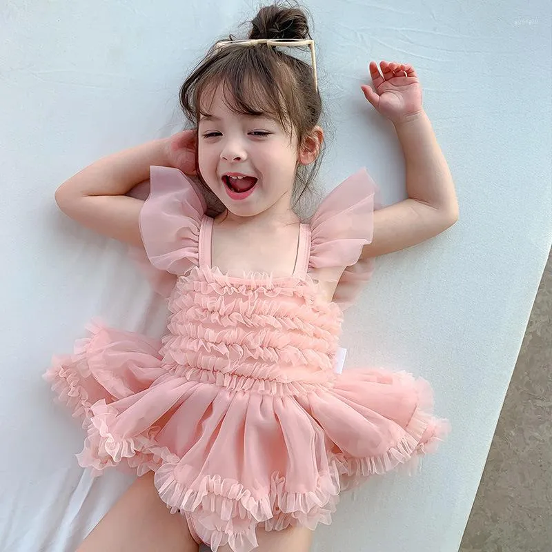 Meisjesjurken mode Sleevetutu dres met pet Kids Tulles jurk babymeisjes schattige zwemkleding kleding 2023 aankomst badpakken strand