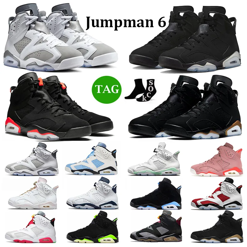 2024 Jumpman 6 Basketbalschoenen 6s Cool Grijs DMP UNC Metallic Zilver Aqua Alternatief Elektrisch Groen Rood Infared Herensneakers Sportschoenen