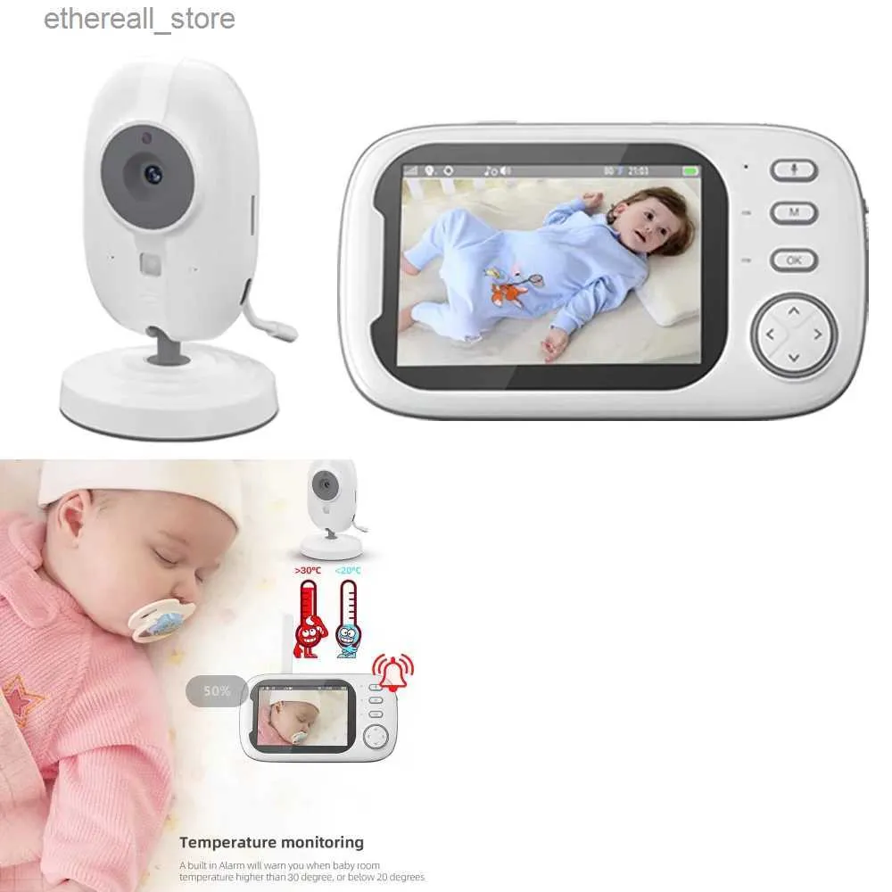 Monitores para bebés Monitor de video para bebés de 3.5 pulgadas con cámara Protección inalámbrica Smart Nanny Cam Temperatura Electrónica Babyphone Cry Babies Alimentación Q231104