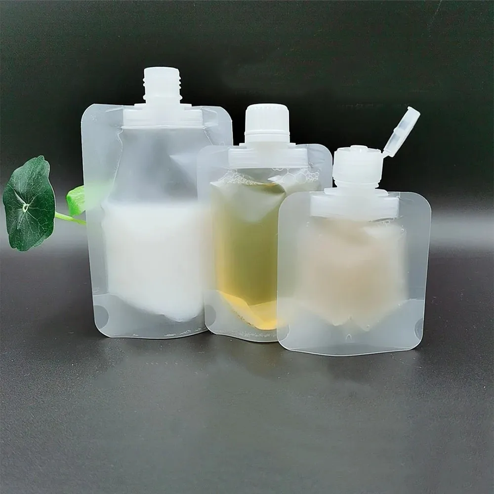 Flip Cap Packaging Bag Refillable Empty Squeeze Pouches Travel Fluid Makeup Packing Bag for Lotion