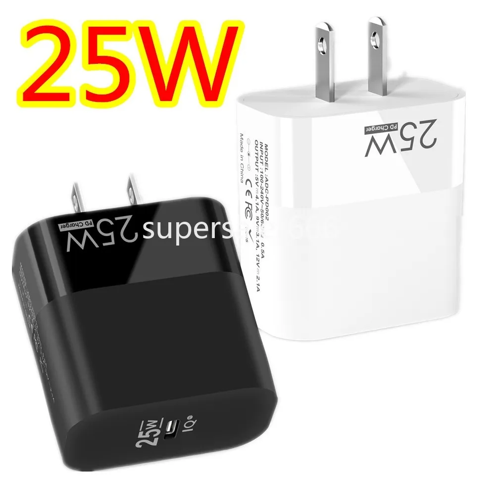 Hızlı Hızlı Şarj 25W PD Şarj Cihazları USB-C Tip C Tip Adaptör Duvar Şarj Cihazı Tapma Adaptörleri İPhone 12 13 14 Pro Max Samsung HTC LG S1 Kutulu