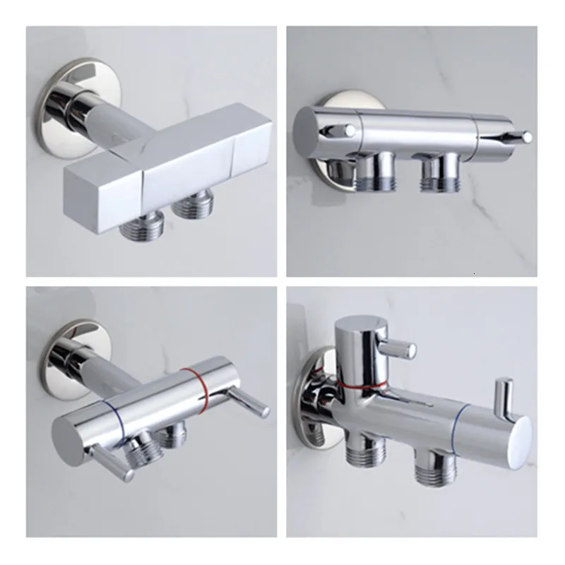 Acessórios para banheiros de bronze de canto de ângulo S Silver Switch Dual Switch Junction Junction Tap Sprayer portátil 230403