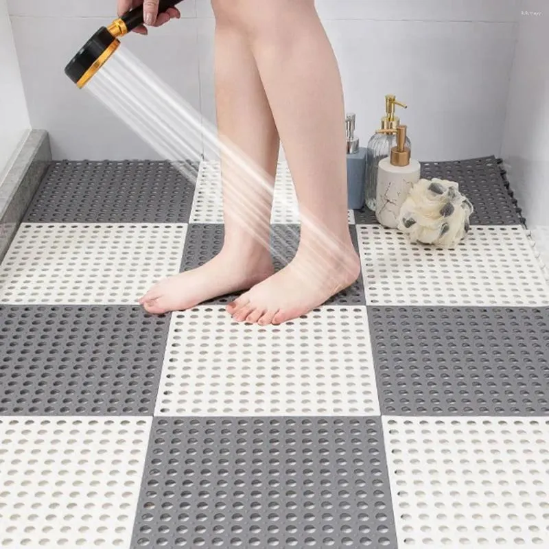 Maty do łazienki bez poślizgu mata splicing stopa wodoodporna miękka płytka podłogowa z otworem odpływowym na podłogę