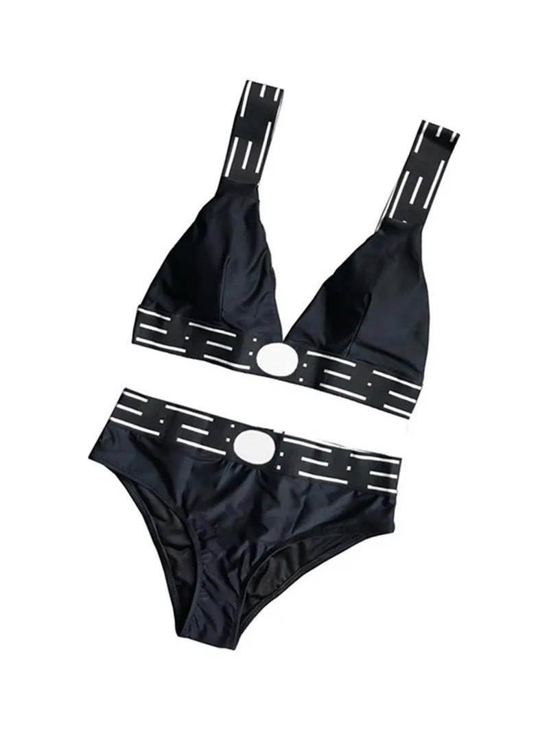 Menas de banho feminina Sexy Women Bikini Swimwear Letter Duas peças conjuntos de roupas de banho de banho de banho de praia de praia