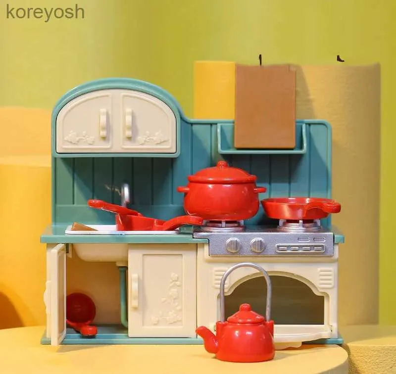 Küchen Spielen Essen Wald Familie Möbel Kitchken Miniatur Szene Schrank Dekoration Spielzeug Mini Familie Puppenhaus Indoor Modell Kleine Pretend PlayL231104