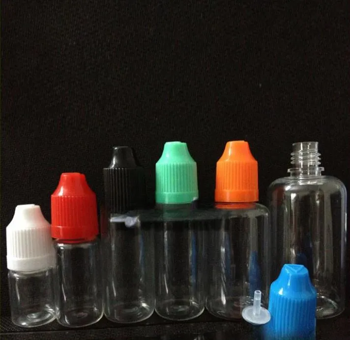 Partihandel husdjur ejuice eliquid flaskor plast dropper 10 ml tomma flaskor med barnsäkert manipulationslock lång nål tips 10 ml