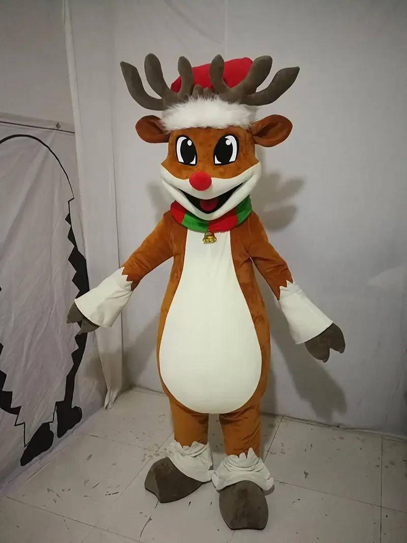 2024 Discount Factory Rendeer Mascot Costume Fancy Dishing Birthday Fête de Noël Suit de Noël Carnaval