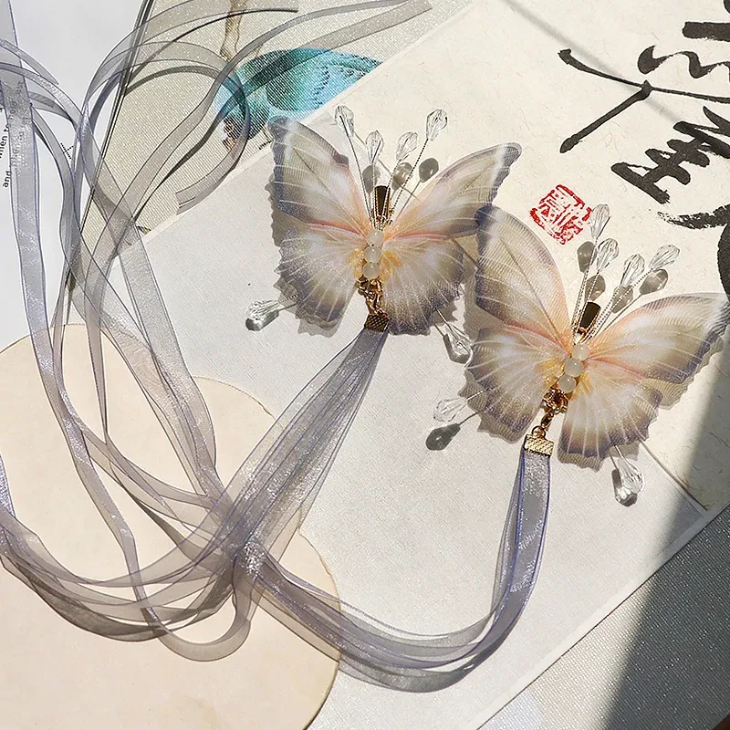 Romantic Retro Butterfly Hairpin Tassel Hair Clip Moving Butterfly Bangs Side Clip Trembling Butterfly Hairpin Headdress