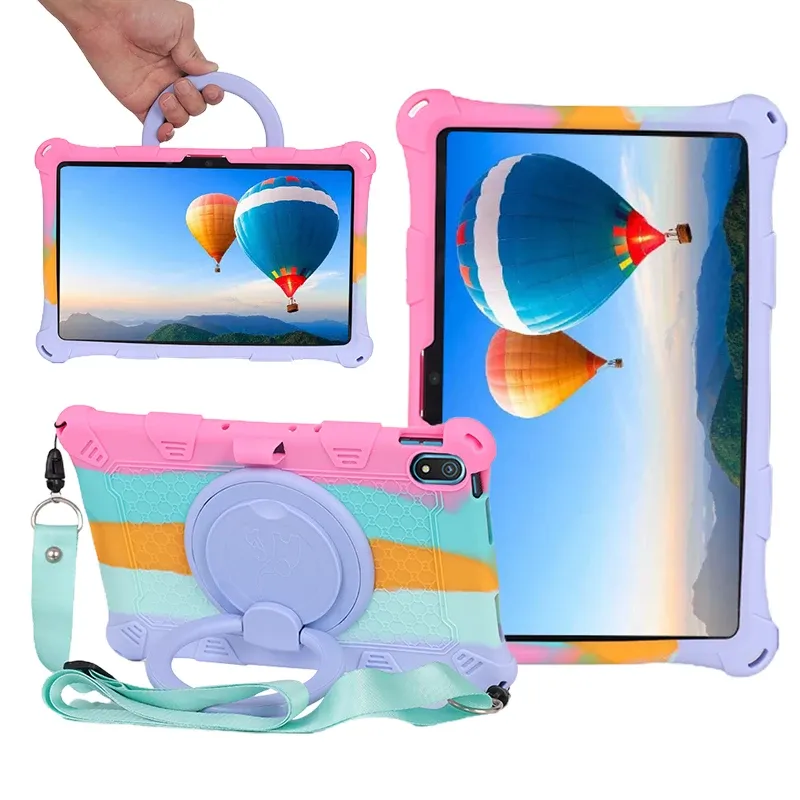 Custodia per tablet con supporto per impugnatura rotante a 360 gradi per OPPO Realme Pad Custodie antiurto per bambini da 10,4 pollici in silicone morbido RealmePad da 10,4 pollici