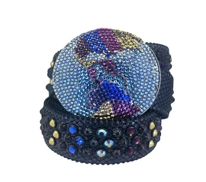 2022 Dark Skies SeriesSimon belt for men women designer Rhinestone belts with full shiny rhinestones1207008