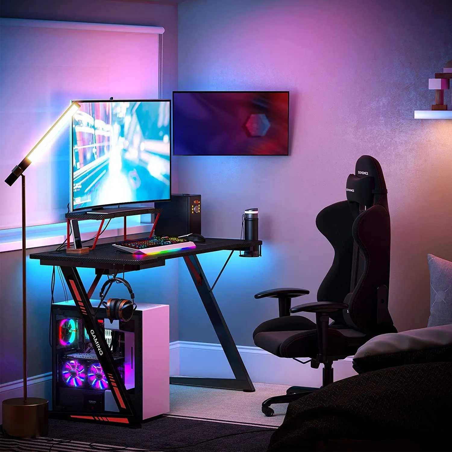 Bulk Order,Bedroom Furniture,Gaming Desk, Computer Desk, with Monitor Stand, Cup Holder, Headphone Hook, Multifunctional