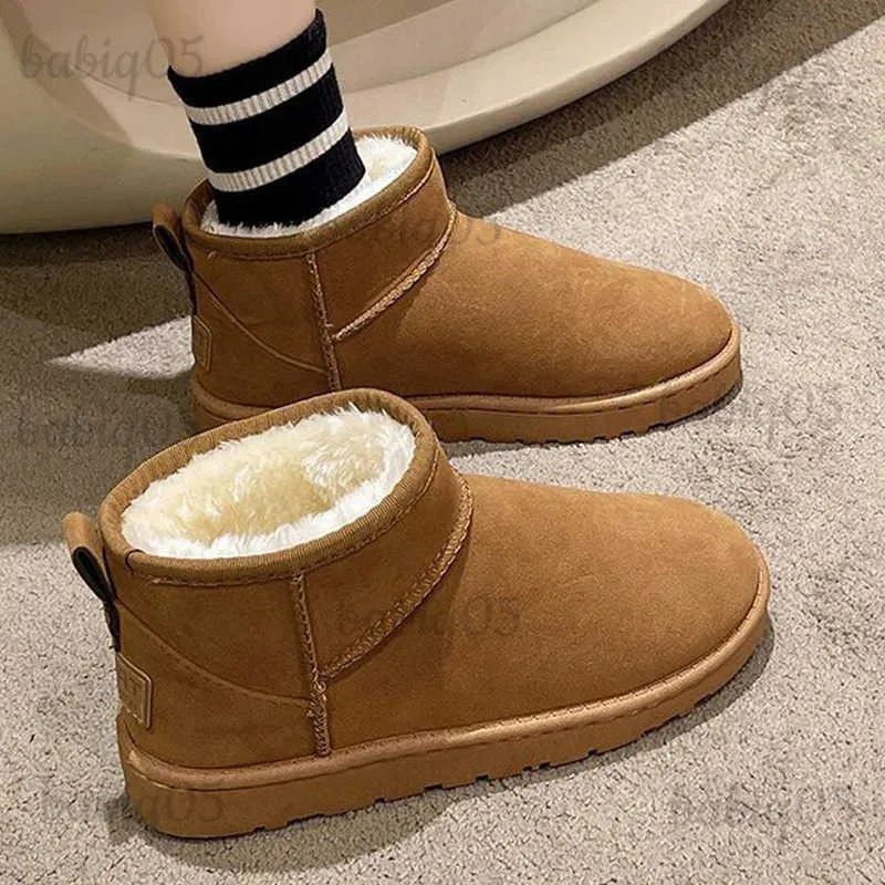 Hausschuhe Litfun Neue Schnee Frauen Mini Winter Kurze Pelzige Baumwolle Wasserdichte Natürliche Wolle Stiefel Pelz Gefüttert Knöchel Warme Flache Schuh T231104