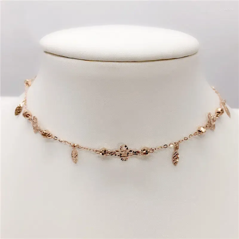 Chains 18K Colored Gold Good-looking Hollow Leaf Anklet Small Fresh Women's Pure Russian All-Match Fashion