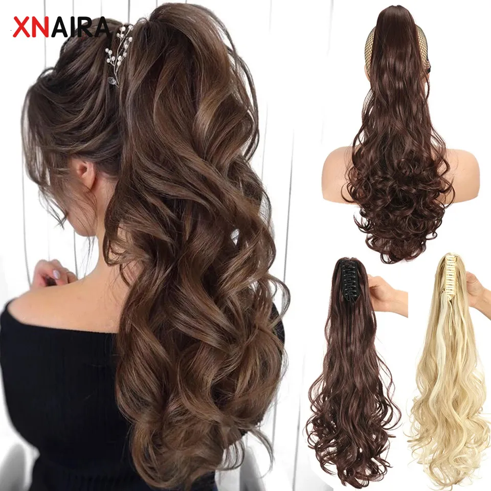 Hästsvansar Syntheitc Big Grab Ponytail Hair Extension Claw Clip i hästsvans förlängning Hår Fake Hairpiece For Women Daily Party 230403