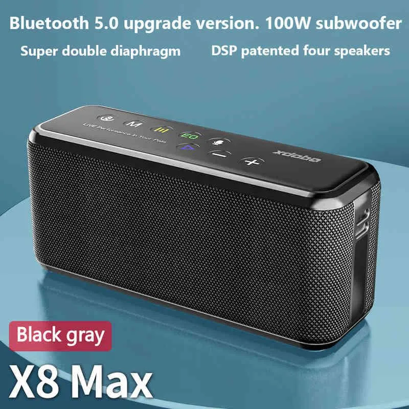 X8 Max 100W Taşınabilir Hoparlör Kablosuz Bluetooth Soundbar BT5.0 Power Bank Tws Ses Kutusu 20000mAH Boombox Audio Player