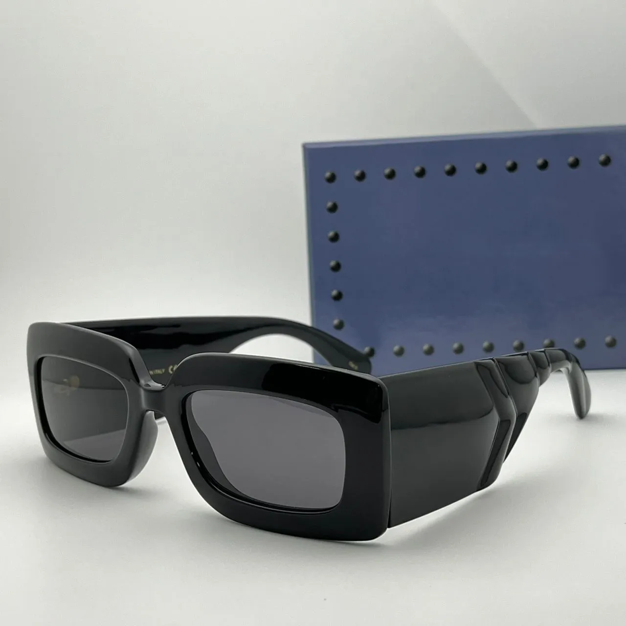 Retro Square Black Rectangle Sunglasses For Women Anti Ultraviolet Full ...