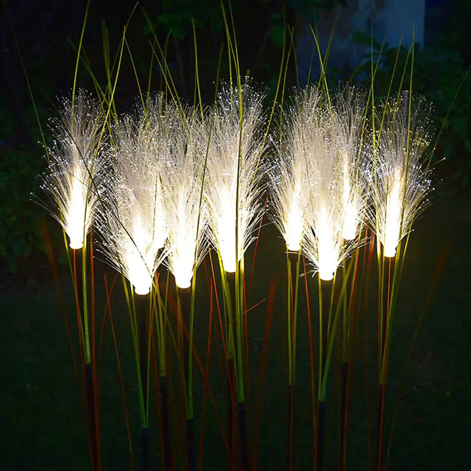 Gräsmattor Garden Solar Reed Lights Outdoor Fiber Light Waterproof Garden Lamp Simulation Landscape Lamps For Home Patio Dekoration P230406