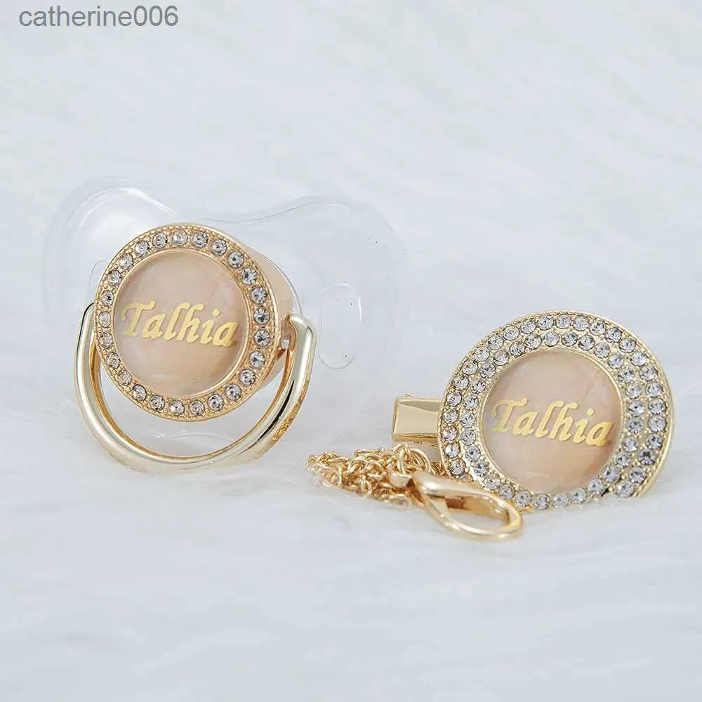 Pacifiers# MIYOCAR Custom Name Transparent Pearl Bling Pacifier