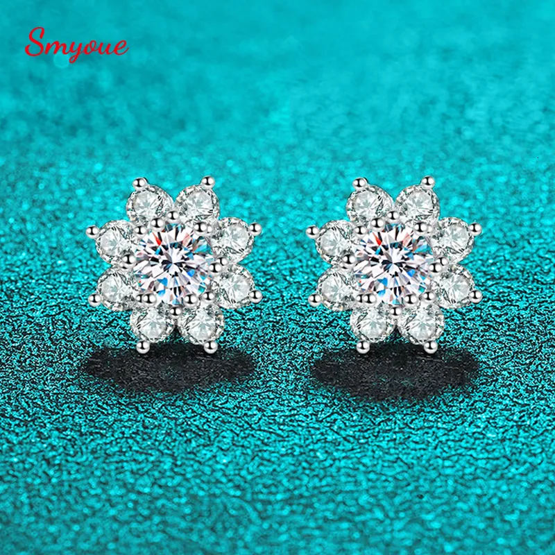 Ohrstecker Smyoue 1 Karat Weißgold Zertifizierter Ohrstecker für Damen Funkelnder Simulierter Diamantschmuck S925 Sterling Silber GRA 230403