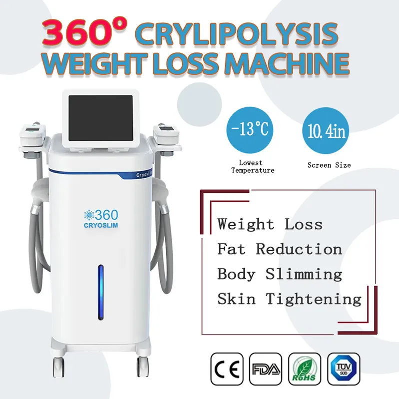 Professioneel cool beeldhouwen lichaamsvorming cryotheraphy System 360 graden 4handles cryo vet vriesmachine voor verschillende lichaamsdelen cryolipolysebehandeling