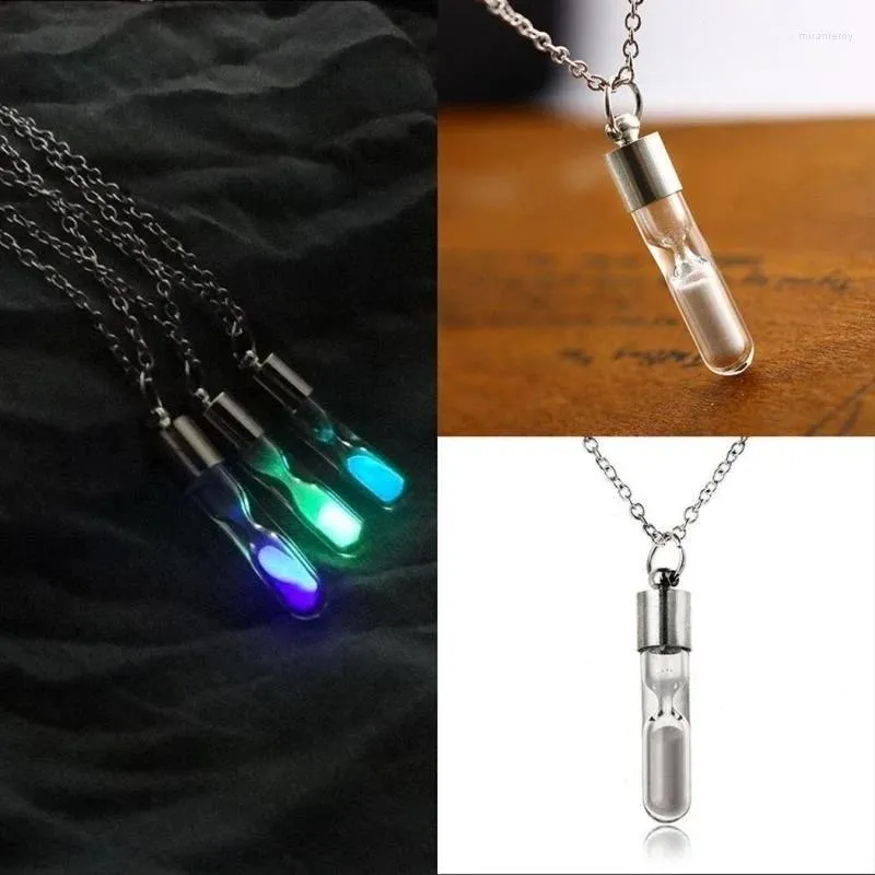 Pendentif Colliers Vintage Verre Phosphore Collier Glow In The Dark Lumineux Casual Noctilucous Sablier Tube Bouteille Unisexe