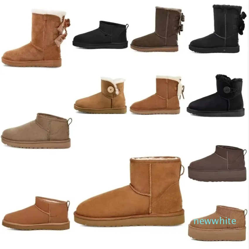 High Quality Wool Leather One-piece Snow Boots Stylish Plush Ankle With Splash And Stain Resistance Dupe