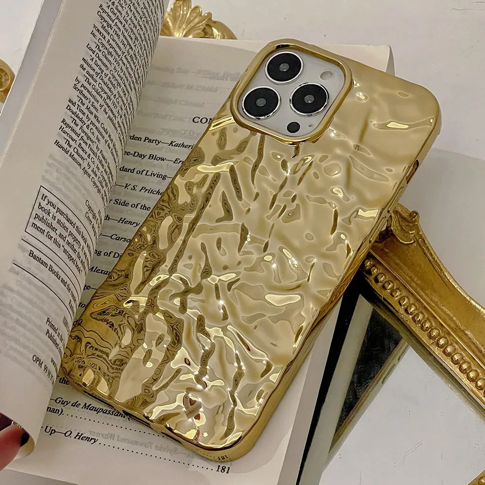 Telefon kasası qianliyao altın kağıt desen telefon kasası iPhone 15 14 12 12 11 Pro XS maks.