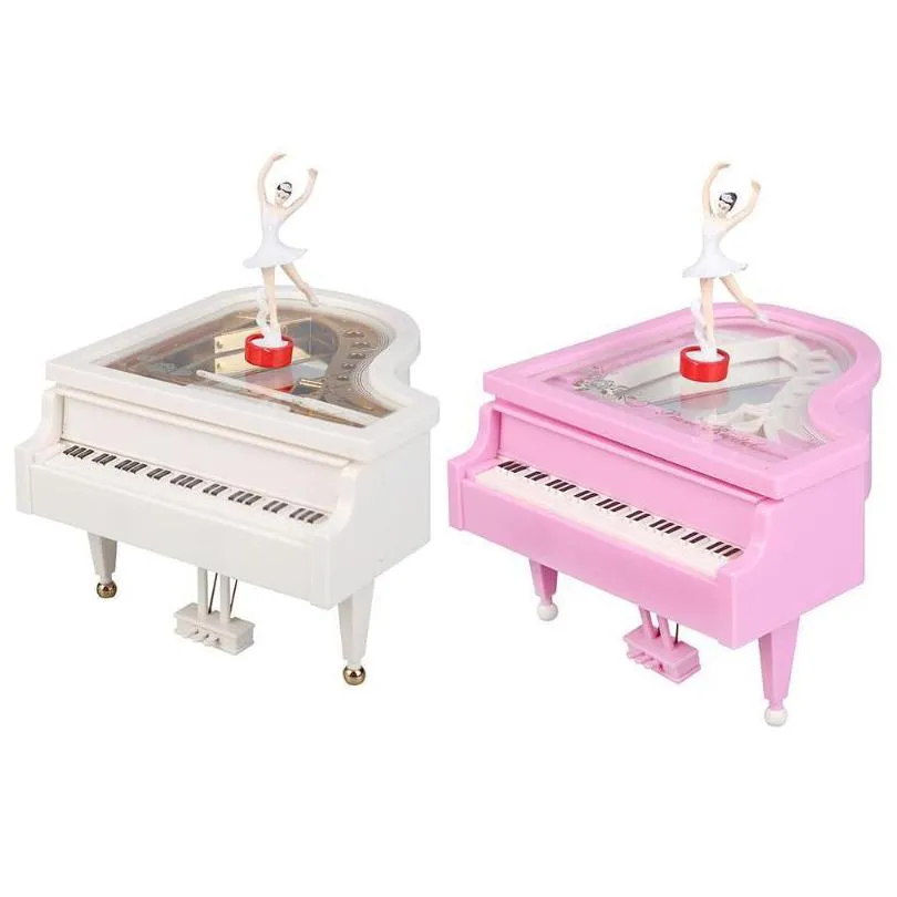 Decorative Objects Figurines Heart Shape Dancing Ballerina Music Box Plastic Jewellery Girls Carousel H Dhfxz