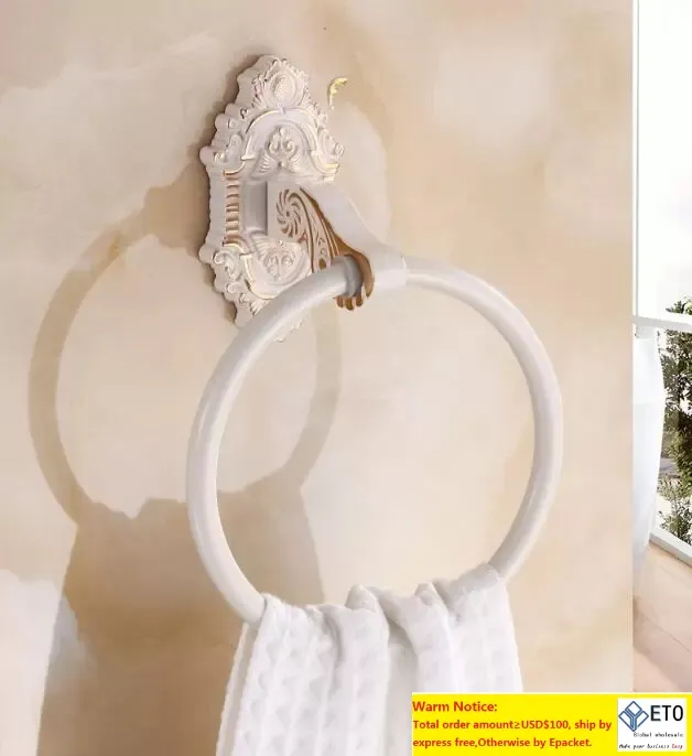 Европейский стиль белый и золотой настенный настенный полотенце кольцо для ванной комнаты в ванной комнате старый