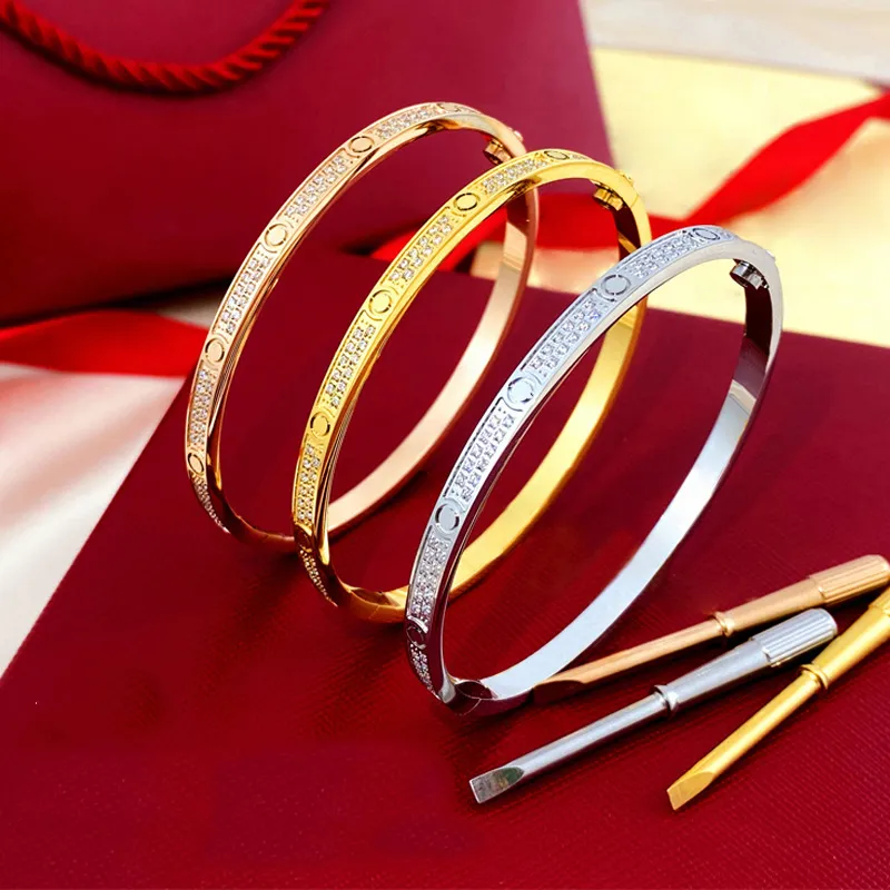 Bracelet de luxe bracelet bracelet en or bracelet bijoux de mode de mode unisexe diamant complet bracelet couple bracelet bracelet 18k juif or bijoux de la Saint-Valentin pour femmes hommes