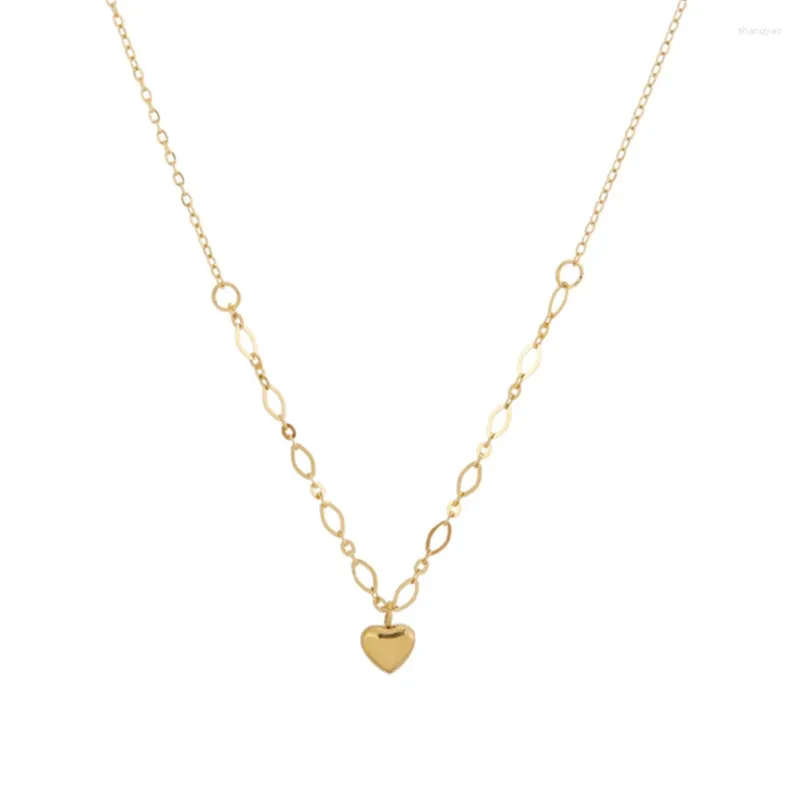 Pendant Necklaces 316L Stainless Steel Simplicity Love Heart-Shaped Split Joint Chain Ladies Fashion Jewelry SAN1739