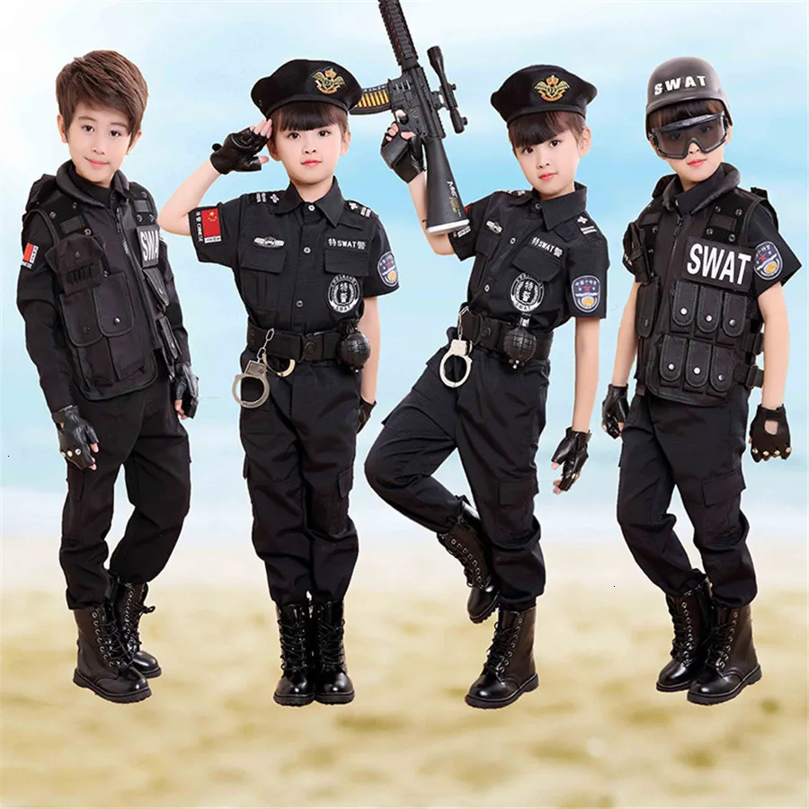Cosplay Traffic Cop Cosplay Costumes for Toddler Boys Halloween Carnival Fancy Military Unform Birthday Gift 230403