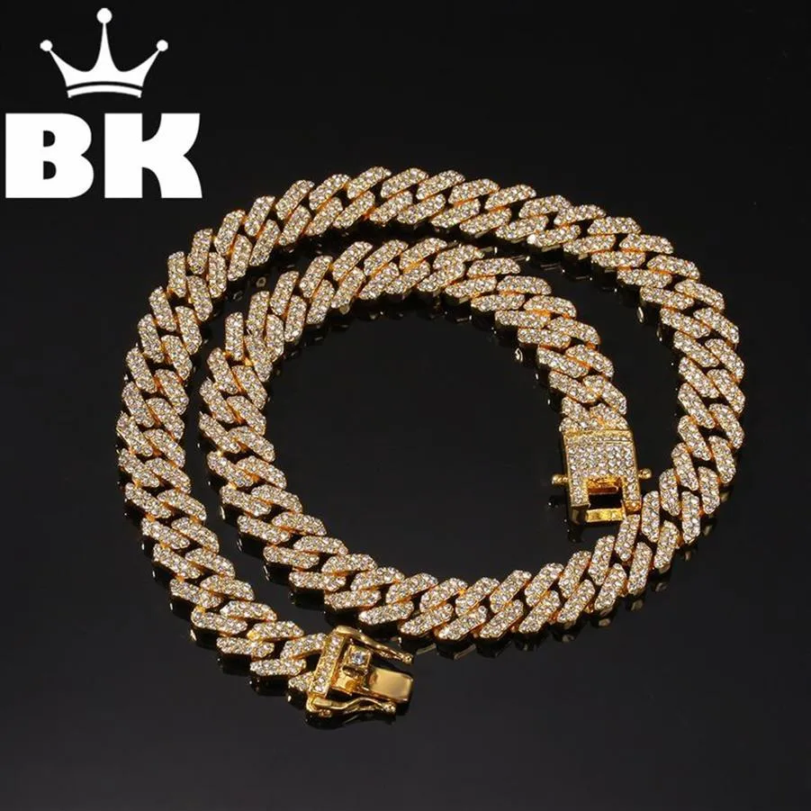 Ny färg 12mm 2 linjer kubanska länkkedjor halsband mode hiphop smycken strass isär ut halsband för män t200824223x