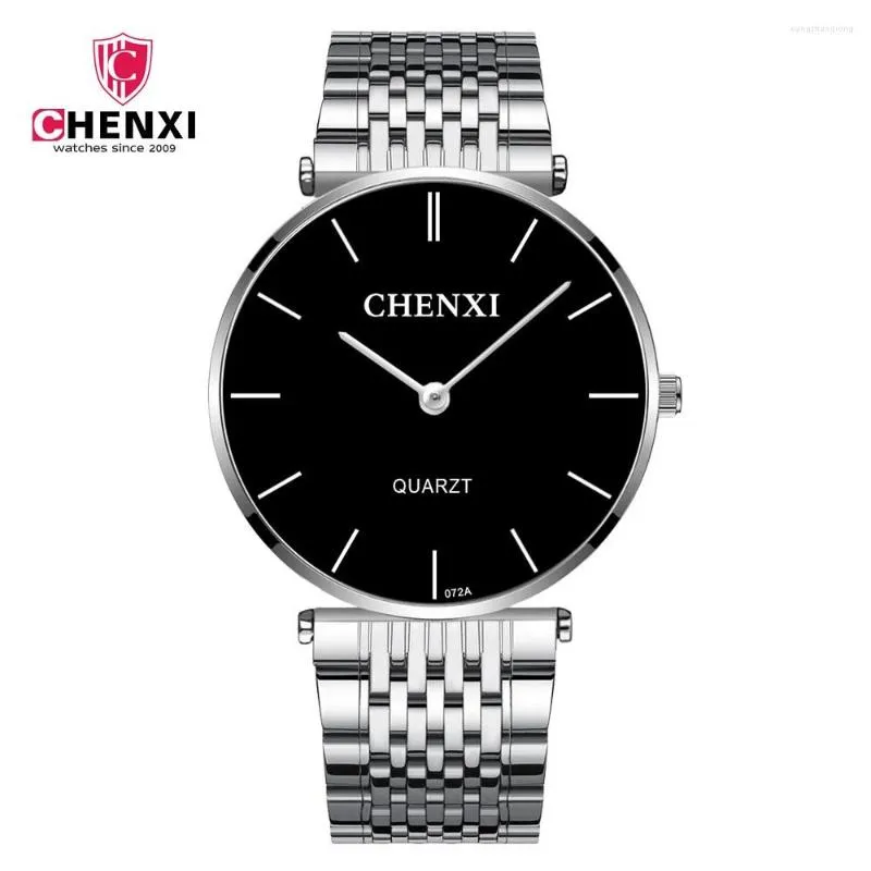 Wristwatches CHENXI Top Brand Men Watches Silver Stainless Steel Strap Thin Dial Casual Design Business High Quality Clock Relogio Masculino