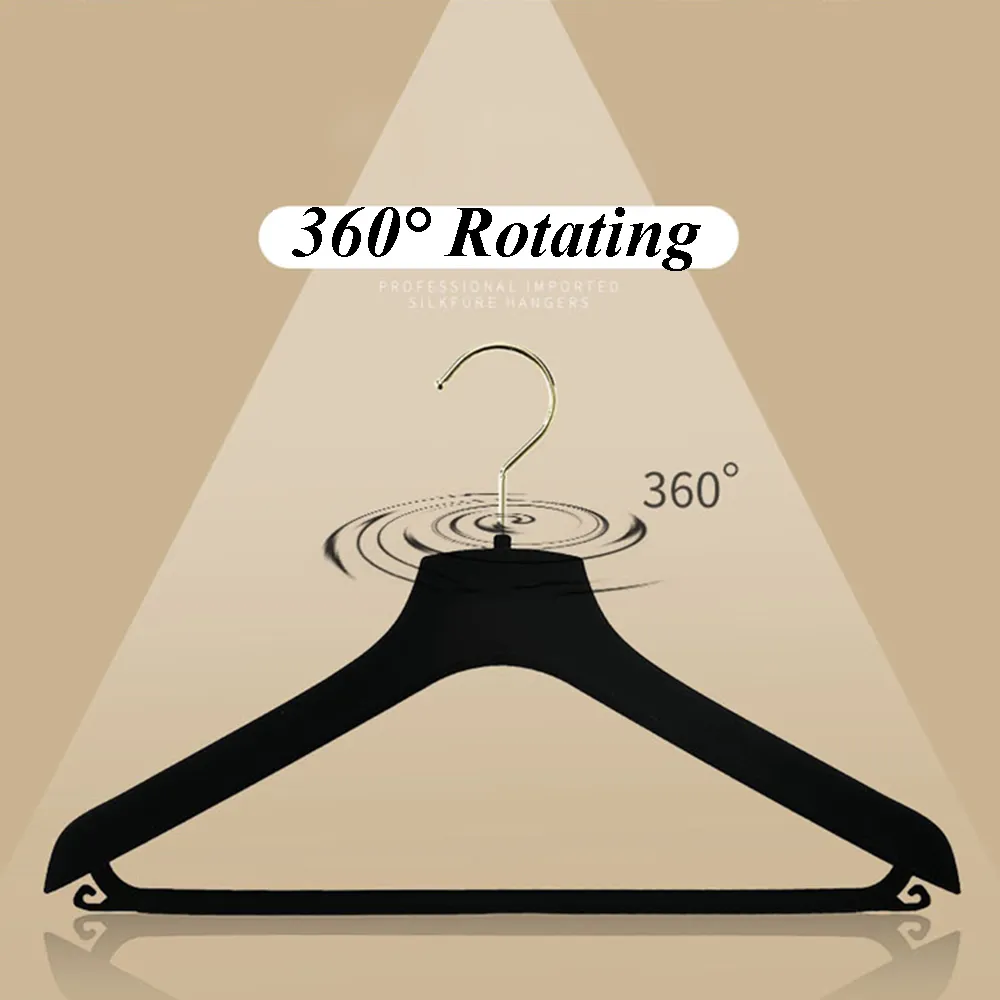 Customized Velvet Black Velvet Coat Hangers Non Slip 360 Degree Rotating Clothes Hanging Black Velvet Coat Hangers With Hook For Suits Wedding Dresses Coats Strong Felt Black Velvet Coat Hangers For C...