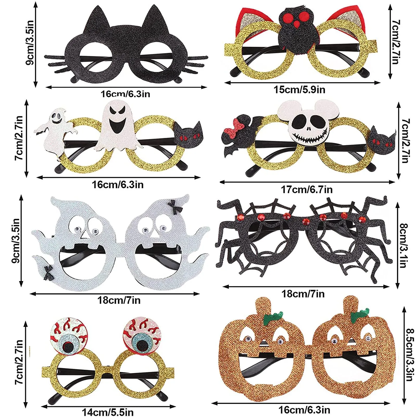 パーティーデコレーションNCハロウィーンメガネ面白いコスプレ眼鏡カボチャスパイダーキャットゴーストアイウェアPOプロップ